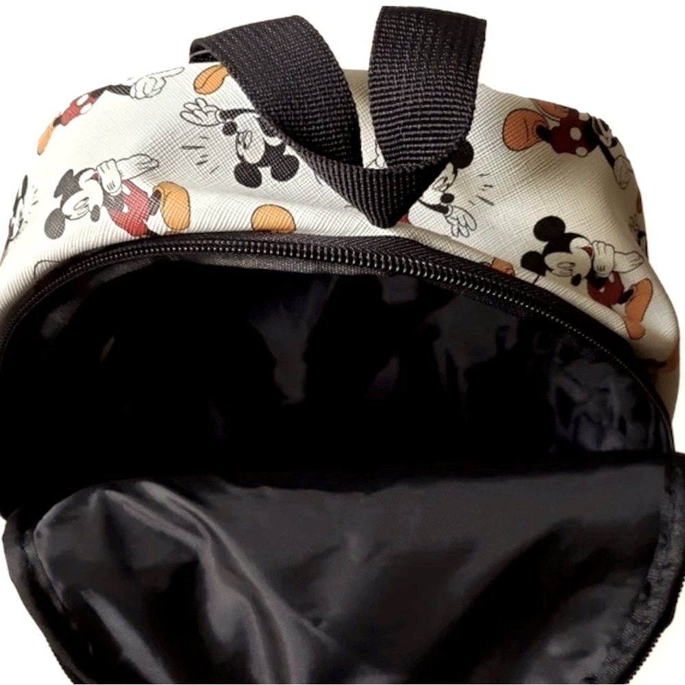 DISNEY x BIOWORLD Mini Backpack Mickey Mouse Print Ivory 11” x 9.5” NWT - Picture 4 of 11